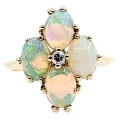 Cocktail Opal & Diamond Ring in 14k yellow gold