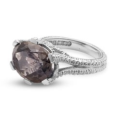 Cocktail Oval Regular Facet Gemstone Smokey Quartz Ring