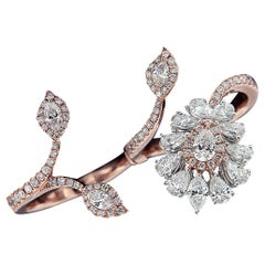 Cocktail Party 18 Karat White and Pink Gold, and Diamond Two Finger Ring