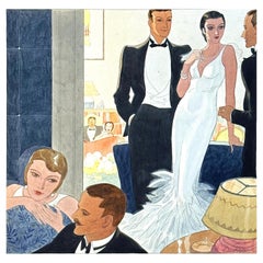 "Cocktail Party", sofisticato dipinto Art Déco di Patterson
