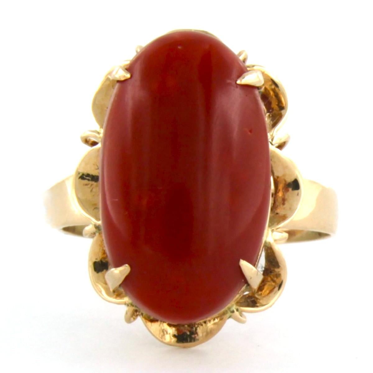 Pieno vittoriano Anello Cocktail in oro rosa con corallo 4,9 grammi in oro 10k in vendita