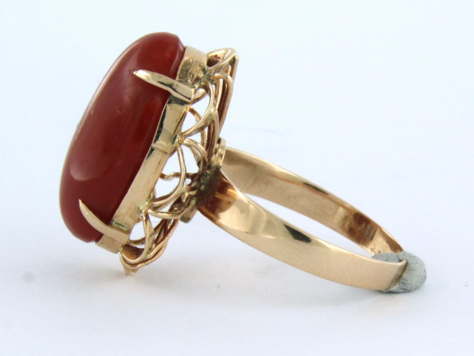 Anello Cocktail in oro rosa con corallo 4,9 grammi in oro 10k In condizioni ottime in vendita a The Hague, ZH