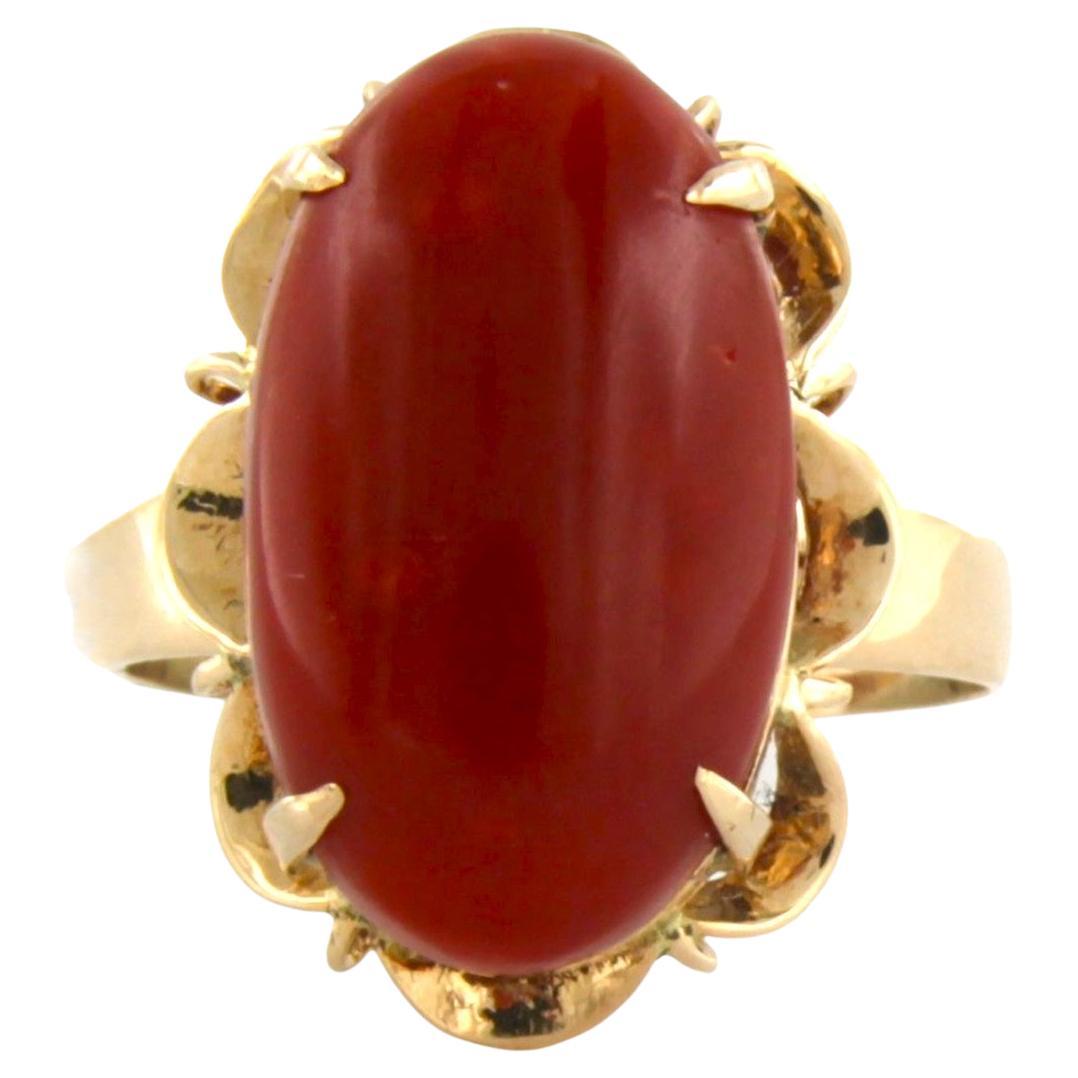 Cocktail Bague en or rose avec corail 4,9 grammes Or 10k