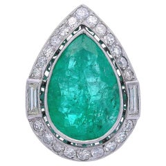 Cocktail Platinum Ring with 7.30 CTW in Emerald and Diamonds