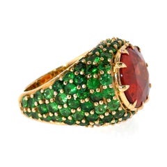 COCKTAIL RING 10.00 Ctw Mandarin Garnet and Tsavorite Garnet in 18K Yellow Gold