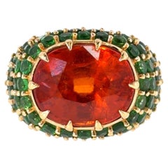 COCKTAIL RING 10.00 Ctw Mandarin Garnet and Tsavorite Garnet in 18K Yellow Gold