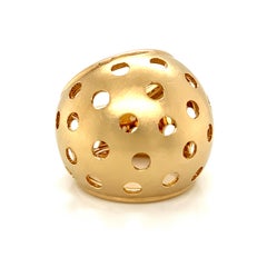 Georg Spreng - Cocktail Ring Sphere Ball 18 Karat Yellow Gold Medium Perforation