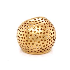 Georg Spreng - Cocktail Ring Sphere Ball 18 Karat Yellow Gold Small Perforations