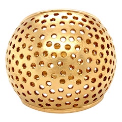 Georg Spreng - Cocktail Ring Sphere Ball 18 Karat Yellow Gold Small Perforations
