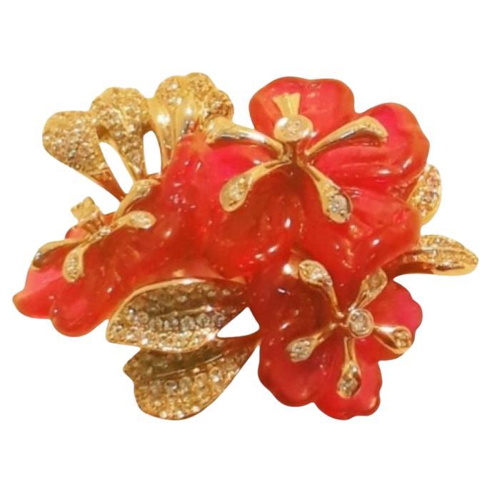 Anillo de cóctel de oro blanco/amarillo de 18 quilates con gemas de rubí de 3,5 ct. Diamantes