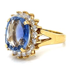 COCKTAIL RING 18K Yellow Gold Certified 12.00 Ct Burma Sapphire Diamond