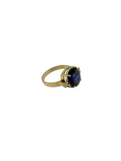 Bague de cocktail en or jaune 18kt avec diamants et saphir de 11,50ct