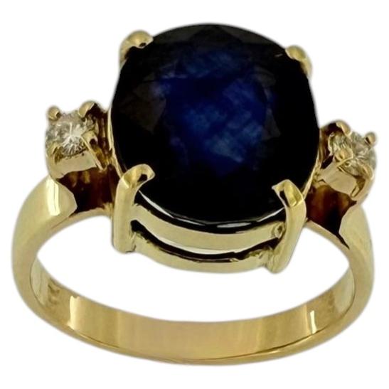 Cocktailring 18kt Gelbgold mit Diamanten und 11,50ct Saphir