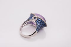 Cocktail Ring - 27.33 Carat Cabochon Amethyst Sapphire in 18K White Gold