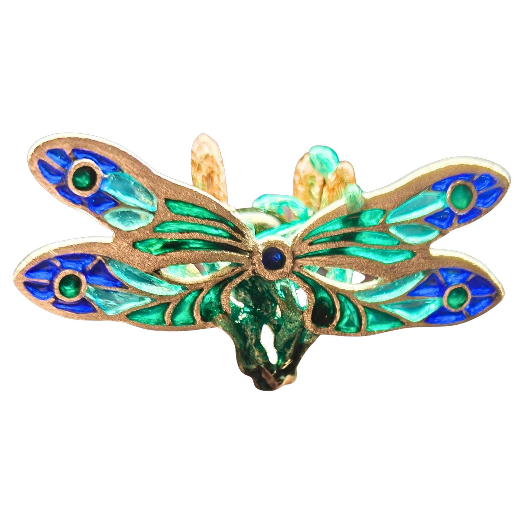 Cocktail Ring 960 ring Hot Enamel & Green Tourmaline Gemstone For Sale