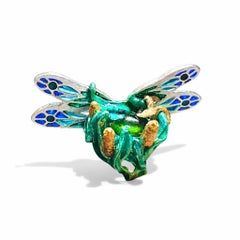 Enchanted Dragonfly Ring with 7.5ct Green Tourmaline 960 Silver- Ready To Ship