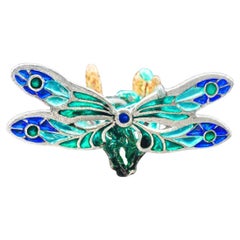 Cocktail Ring 960 ring Hot Enamel & Green Tourmaline Gemstone