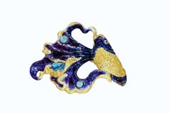 Cocktail Ring 960 Silver Hot Enamel Blue Topaz & Opal Gemstones By Konforti