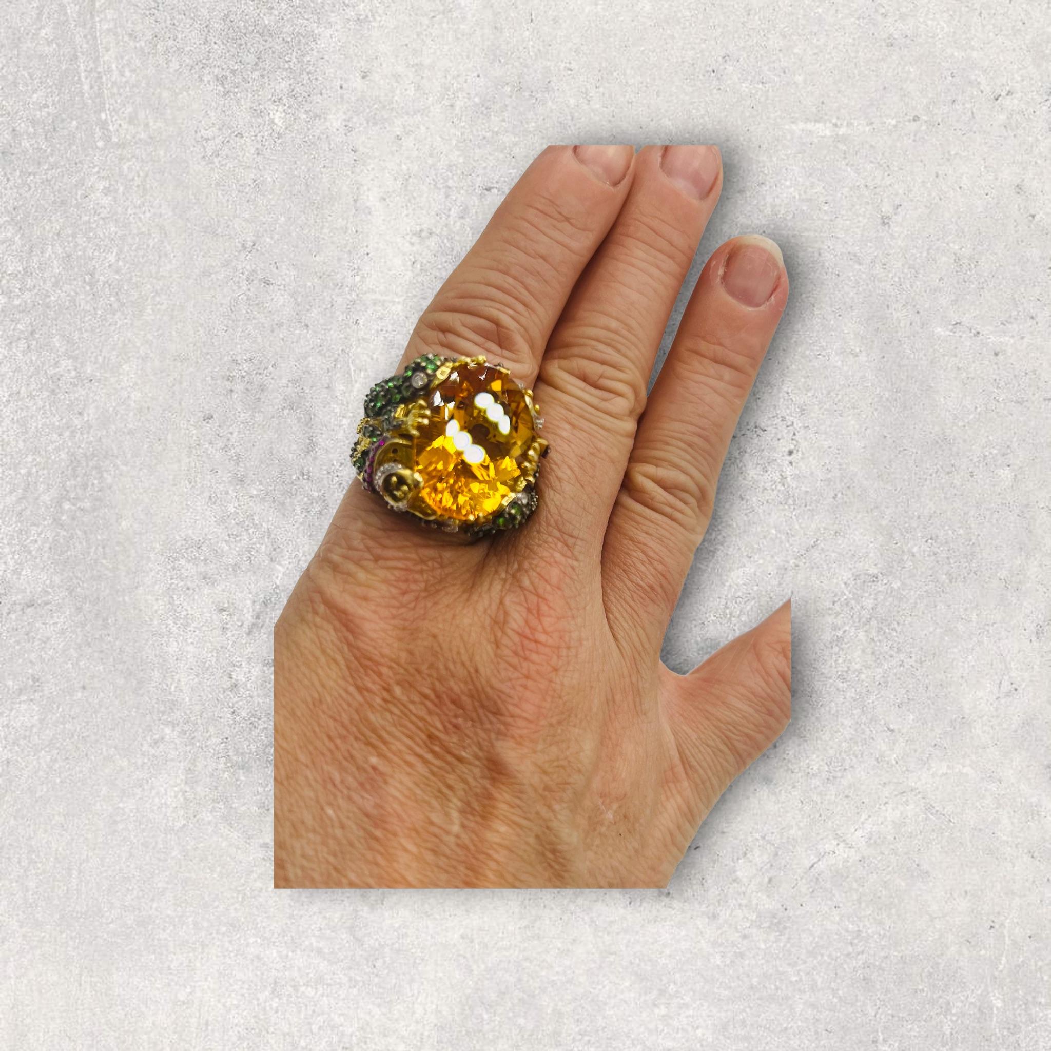 Cocktail ring in 18 carat gold set with a superb citrine 5