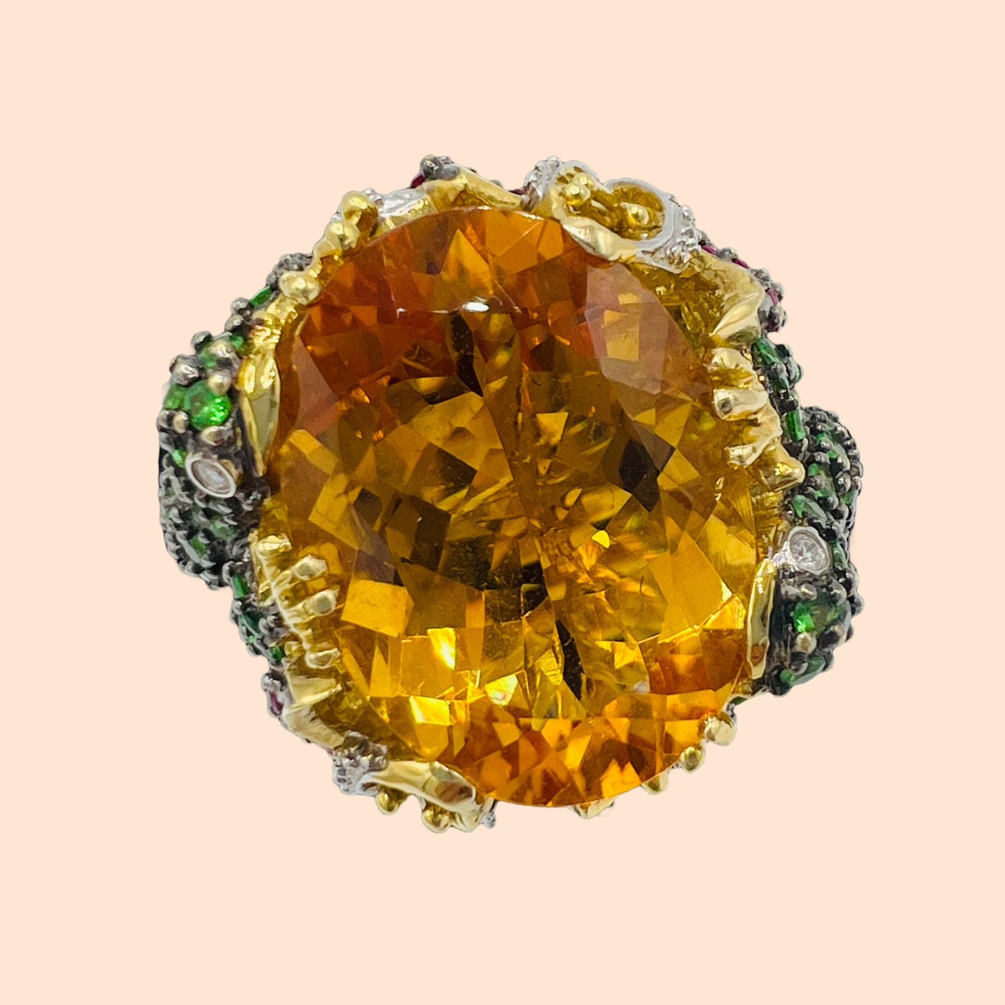 Cocktail ring in 18 carat gold set with a superb citrine In Good Condition In SAINT-OUEN-SUR-SEINE, FR