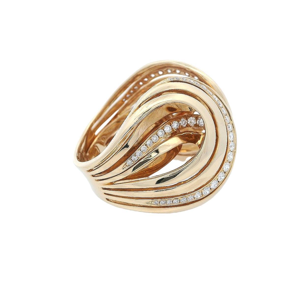 Cocktailring aus 18 Karat Gelbgold mit Diamanten (Rundschliff) im Angebot