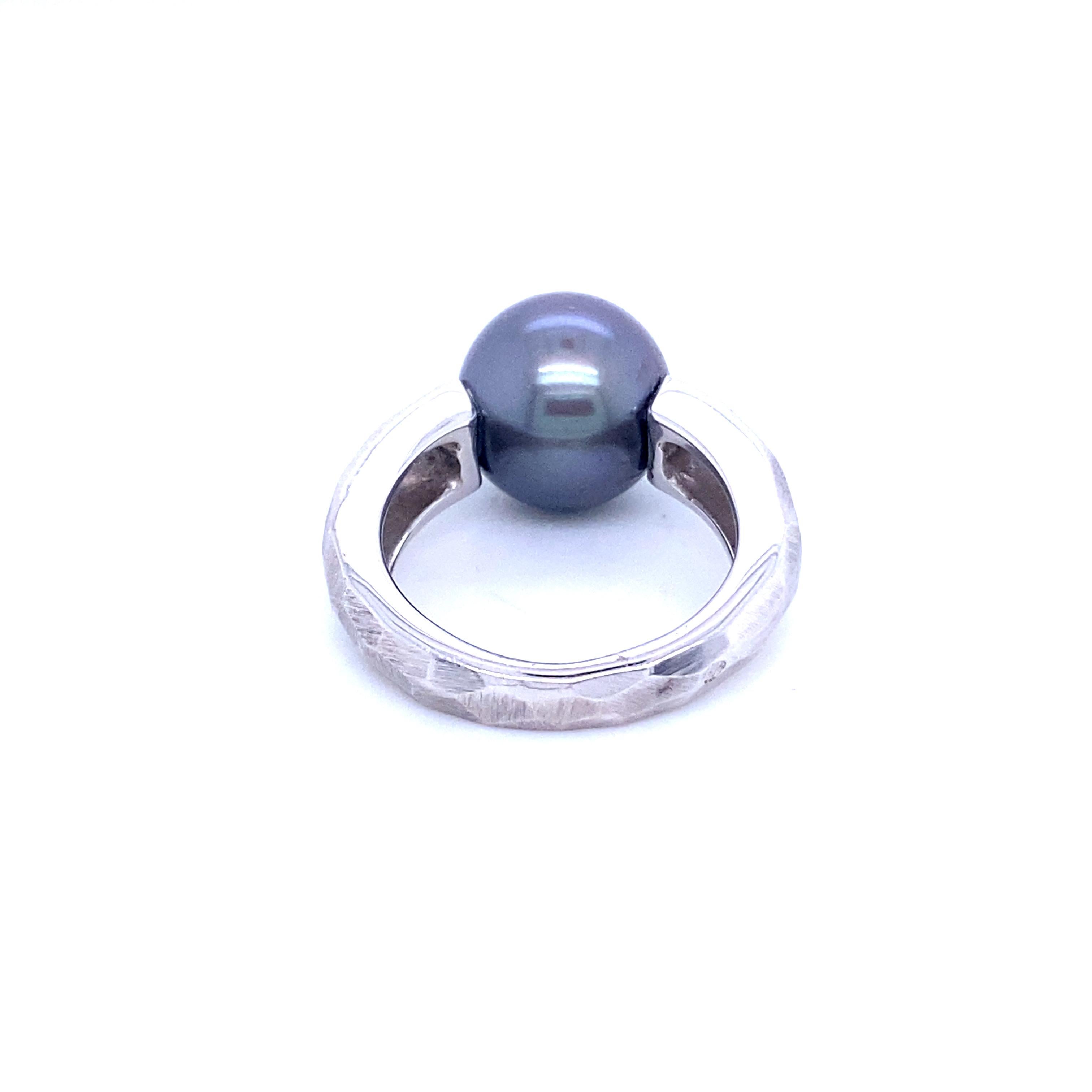 Cocktail Ring in Grey Gold and Tahiti Pearl In New Condition For Sale In Vannes, FR