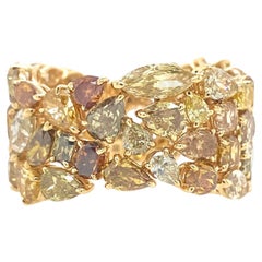 Cocktail Ring in multi-shape Natural Fancy Color diamonds