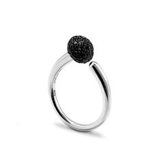 Cocktail Ring in Silver with Black Diamonds