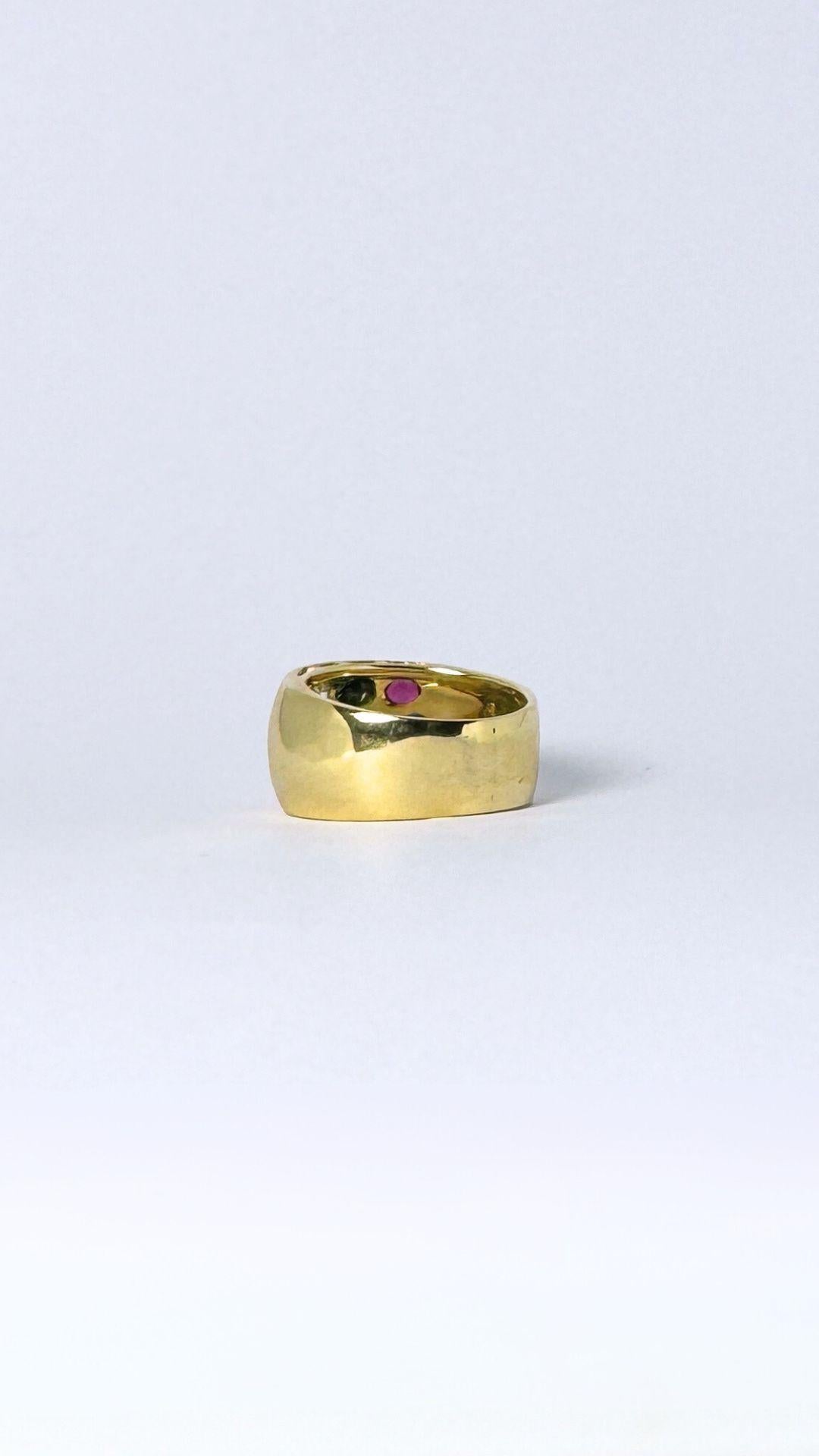 Brilliant Cut Cocktail ring made of 18 carat gold with diamonds, rubies, smaragd, sapphire For Sale