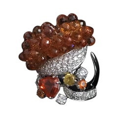 Cocktail Ring Orange Fire Opal Orange Sapphires Diamonds Yellow Sapphires