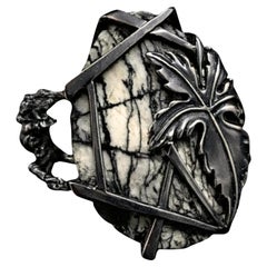 Cocktail Ring Patinized 925 Silver & Landscape Jasper By Konforti Jewelry