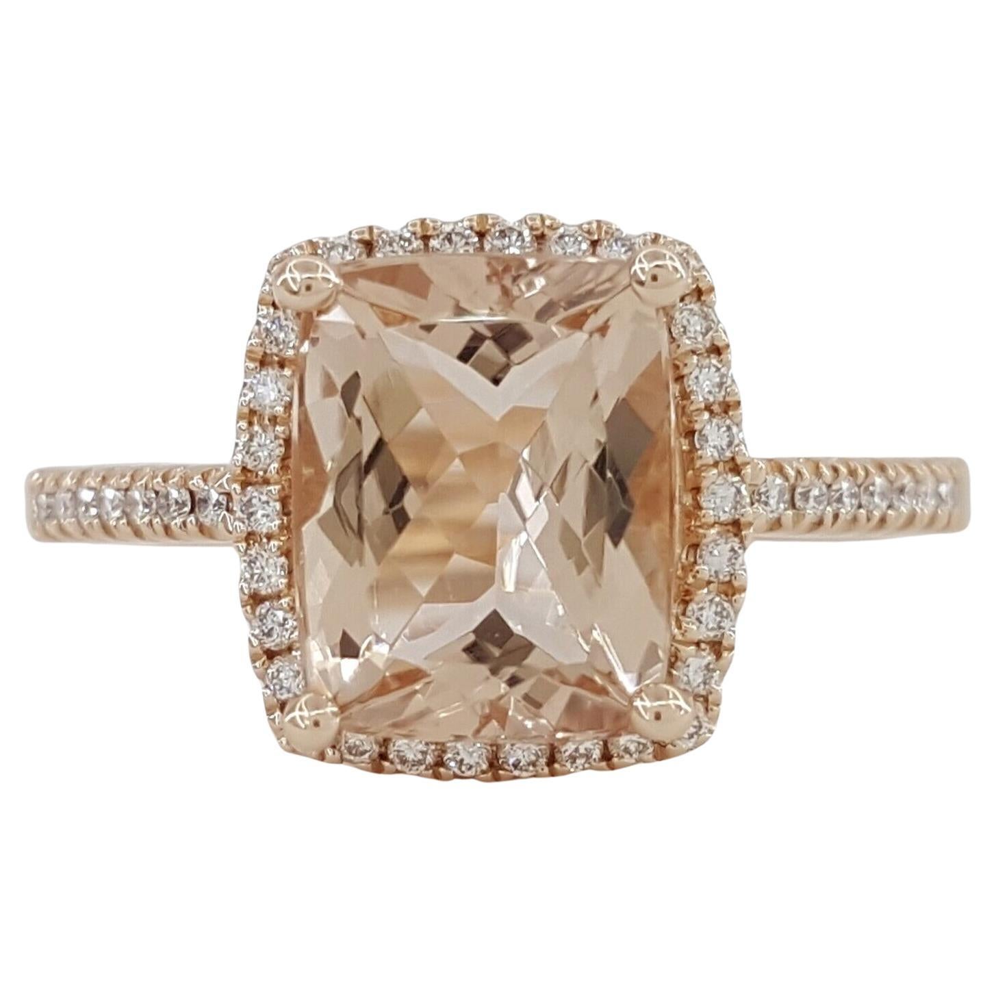Cocktail Ring Peach Morganite Diamond Ring For Sale