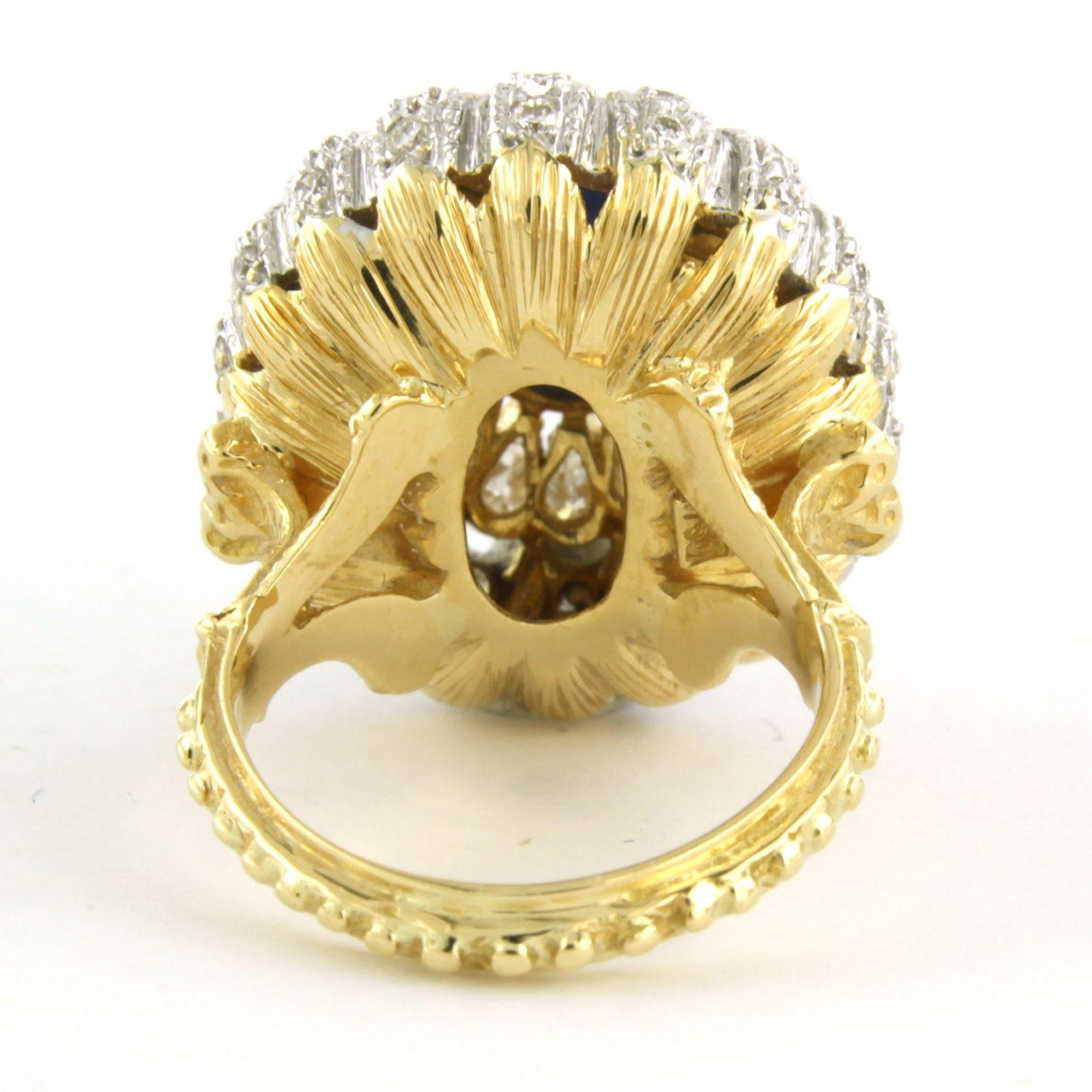 Cocktail ring set with sapphire and diamonds 18k bicolour gold For Sale 1