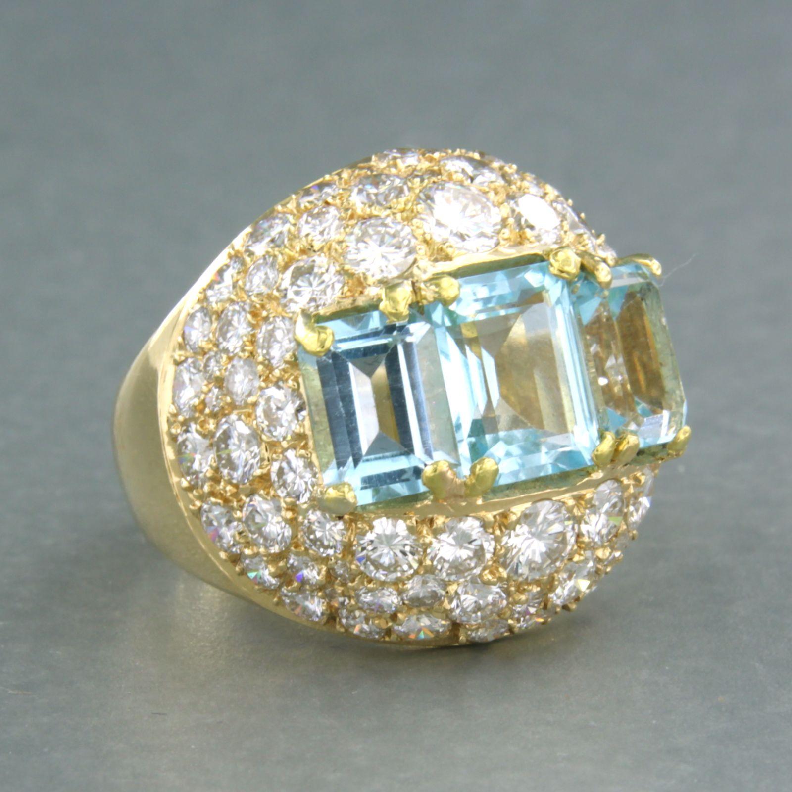 Women's Cocktail Ring set with topaz and diamonds 18k yellow gold For Sale
