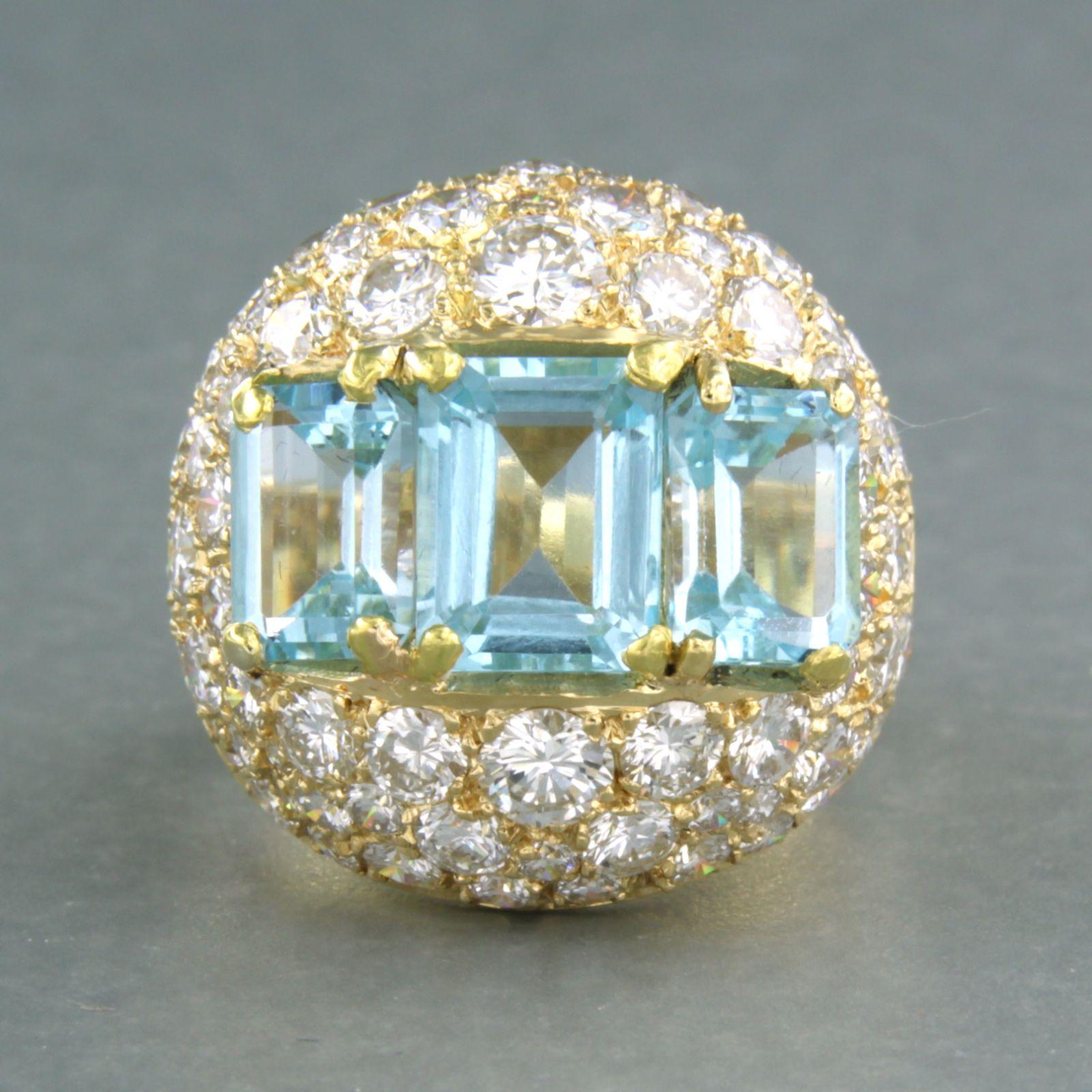 Cocktail Ring set with topaz and diamonds 18k yellow gold For Sale 1