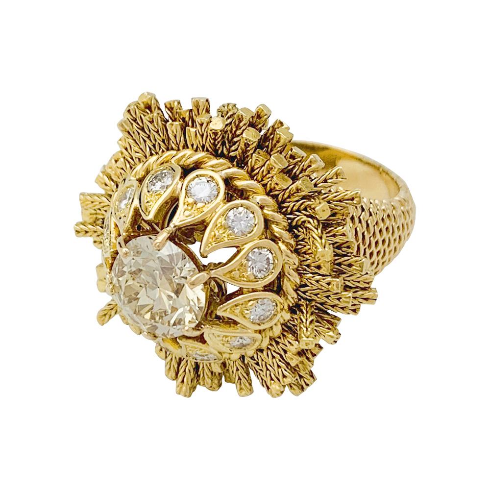 Post-War Cocktail Ring Signed by Pierre Sterlé Set with Diamonds