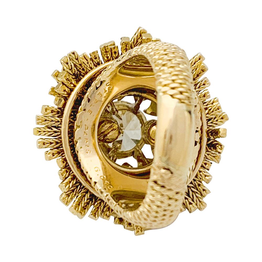 Round Cut Cocktail Ring Signed by Pierre Sterlé Set with Diamonds