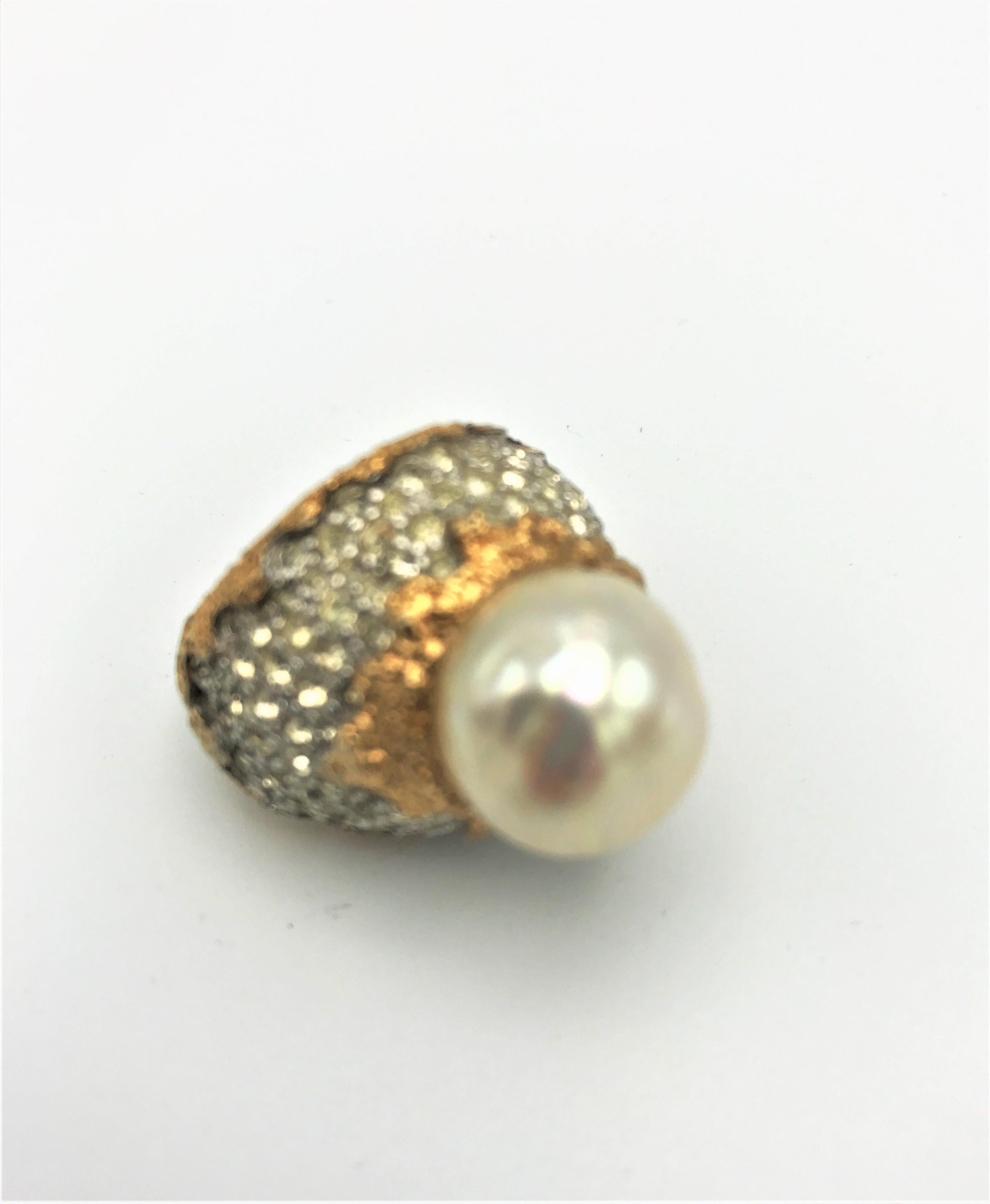 Cocktail ring signed Jomas USA 80s rhinestones  In Excellent Condition For Sale In Stuttgart, DE