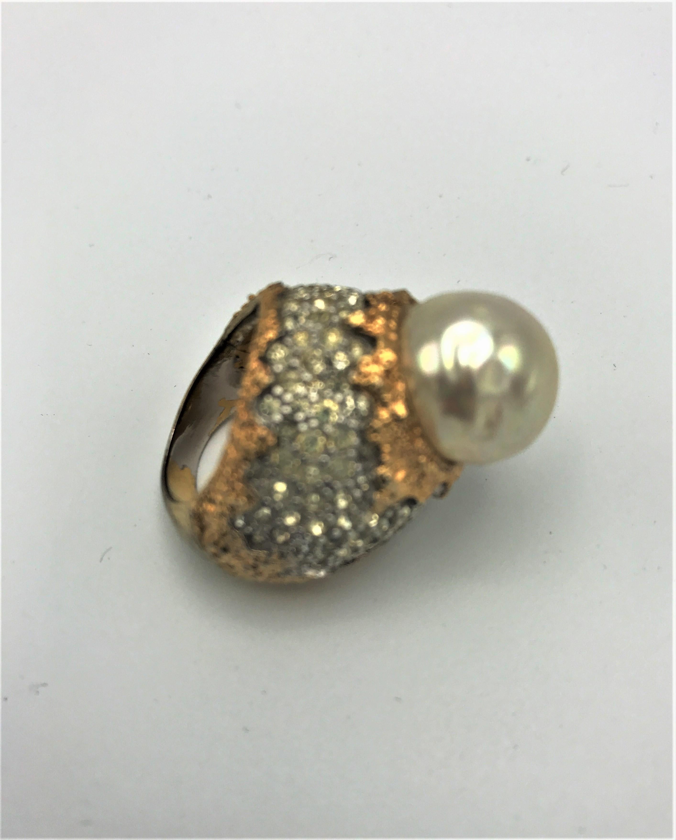 Women's Cocktail ring signed Jomas USA 80s rhinestones For Sale