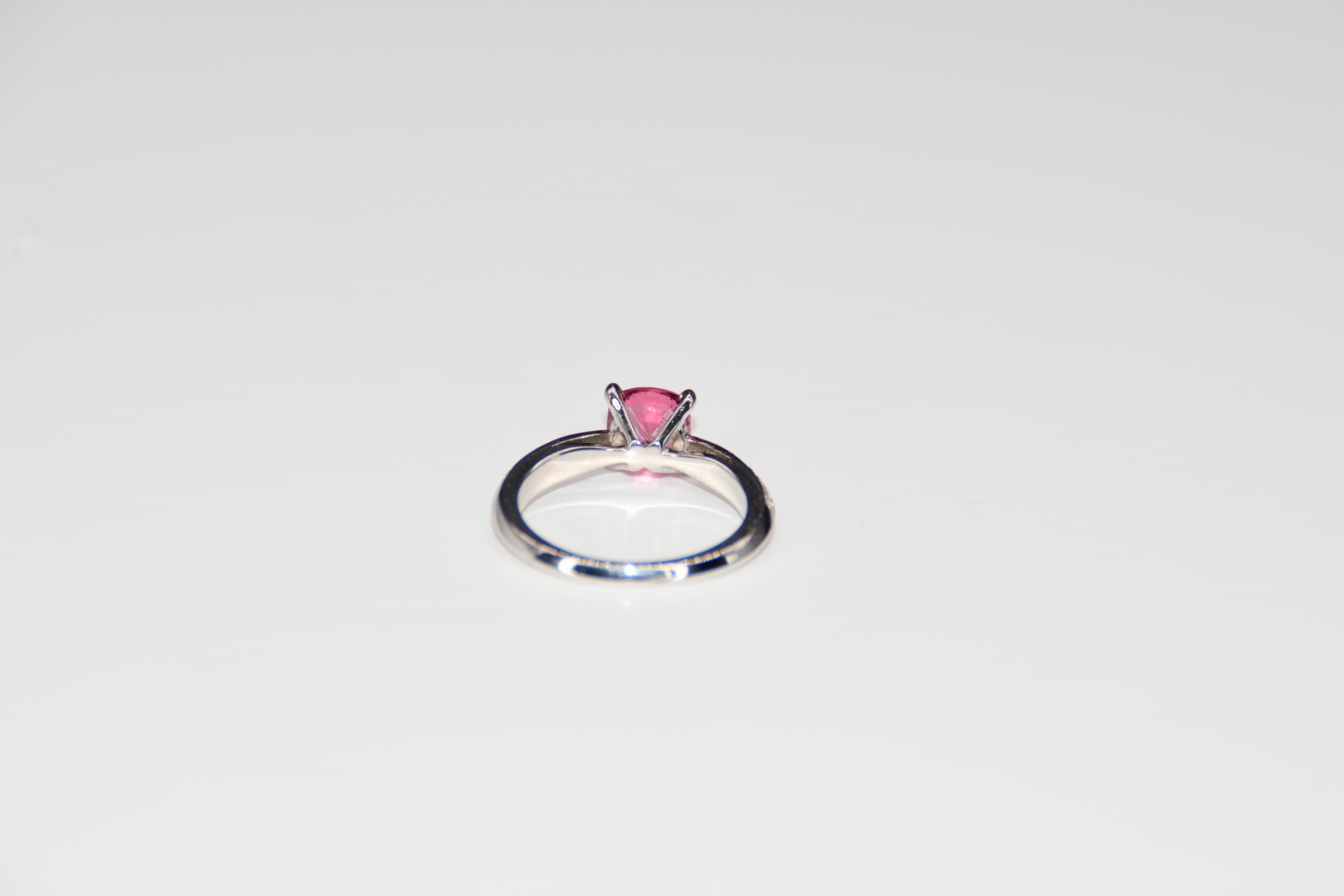 Cocktail Ring Spinelle Rose White Gold Diamond In New Condition For Sale In Vannes, FR