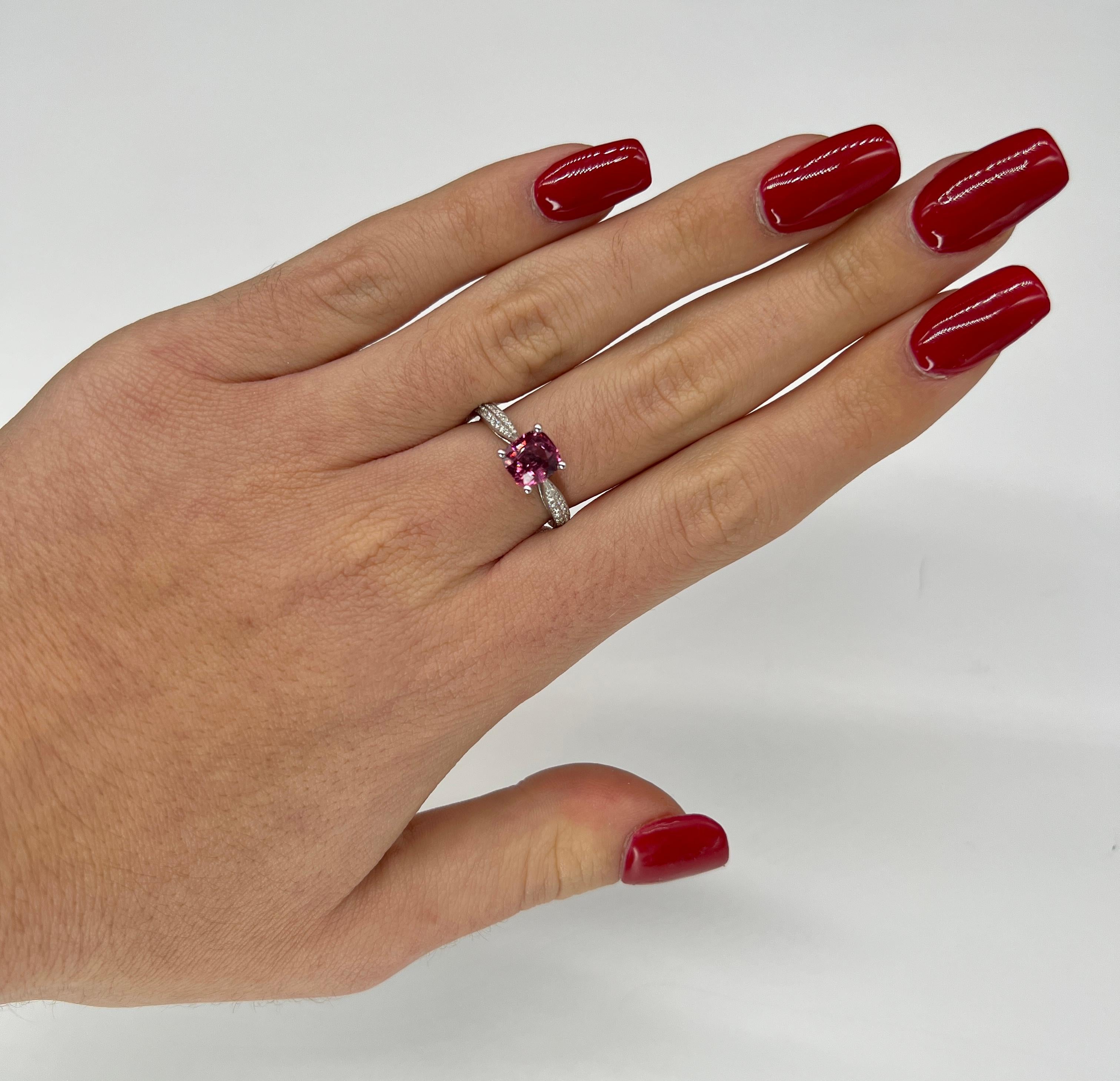 Cocktail Ring Spinelle Rose White Gold Diamond For Sale 3