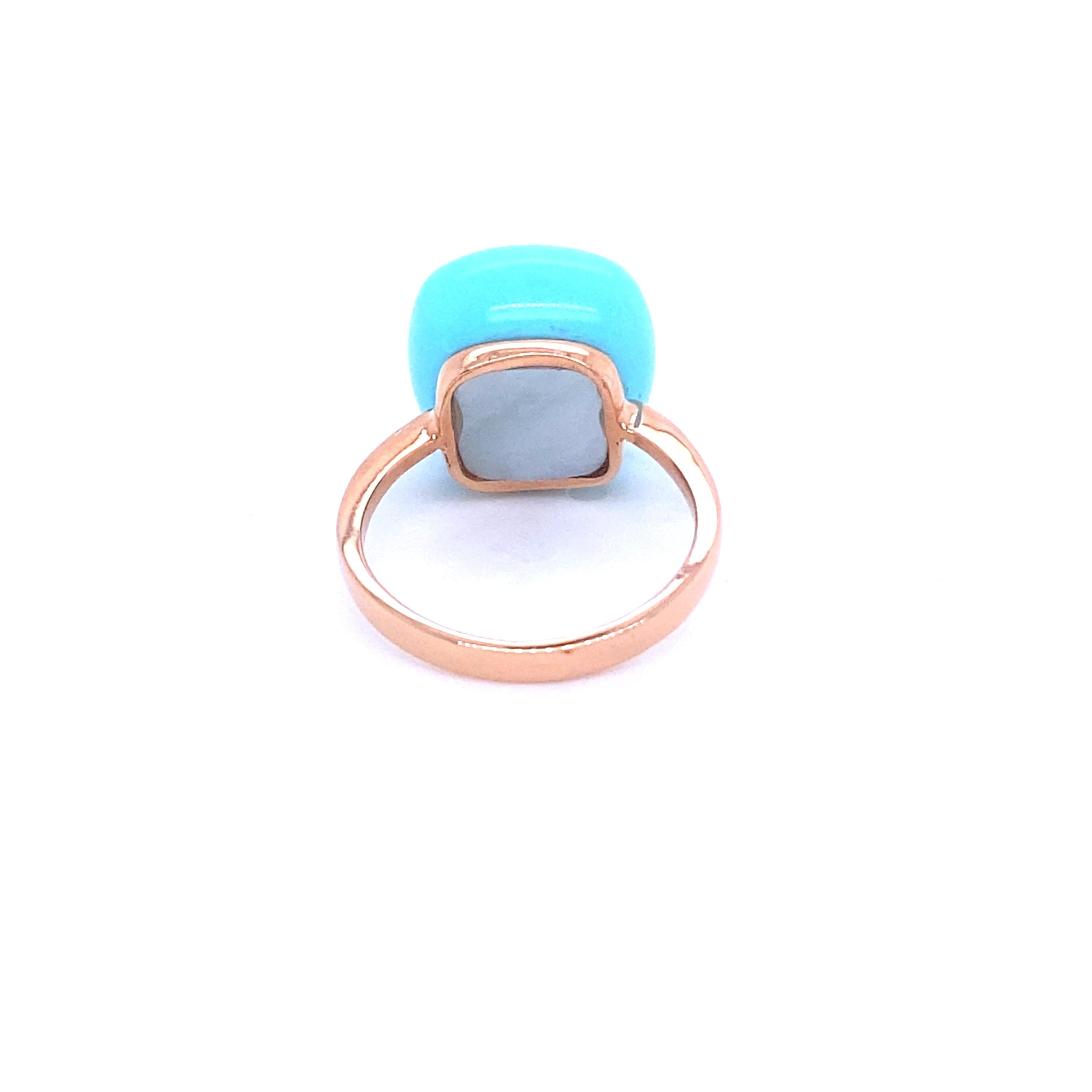 Cocktail Ring Turquoise Mother-of-pearl Rose Gold 18 Karat In New Condition For Sale In Vannes, FR