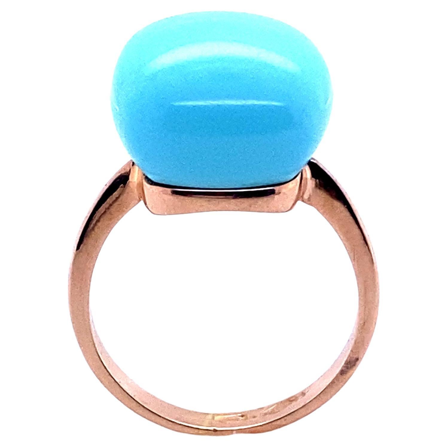 Cocktail Ring Turquoise Mother-of-pearl Rose Gold 18 Karat For Sale