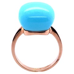 Bague cocktail en or rose 18 carats avec turquoise et nacre