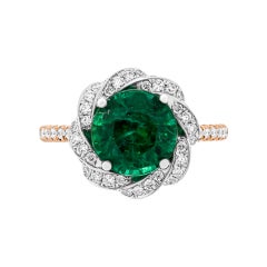 Cocktail Ring with 2.60ct Round Green Emerald