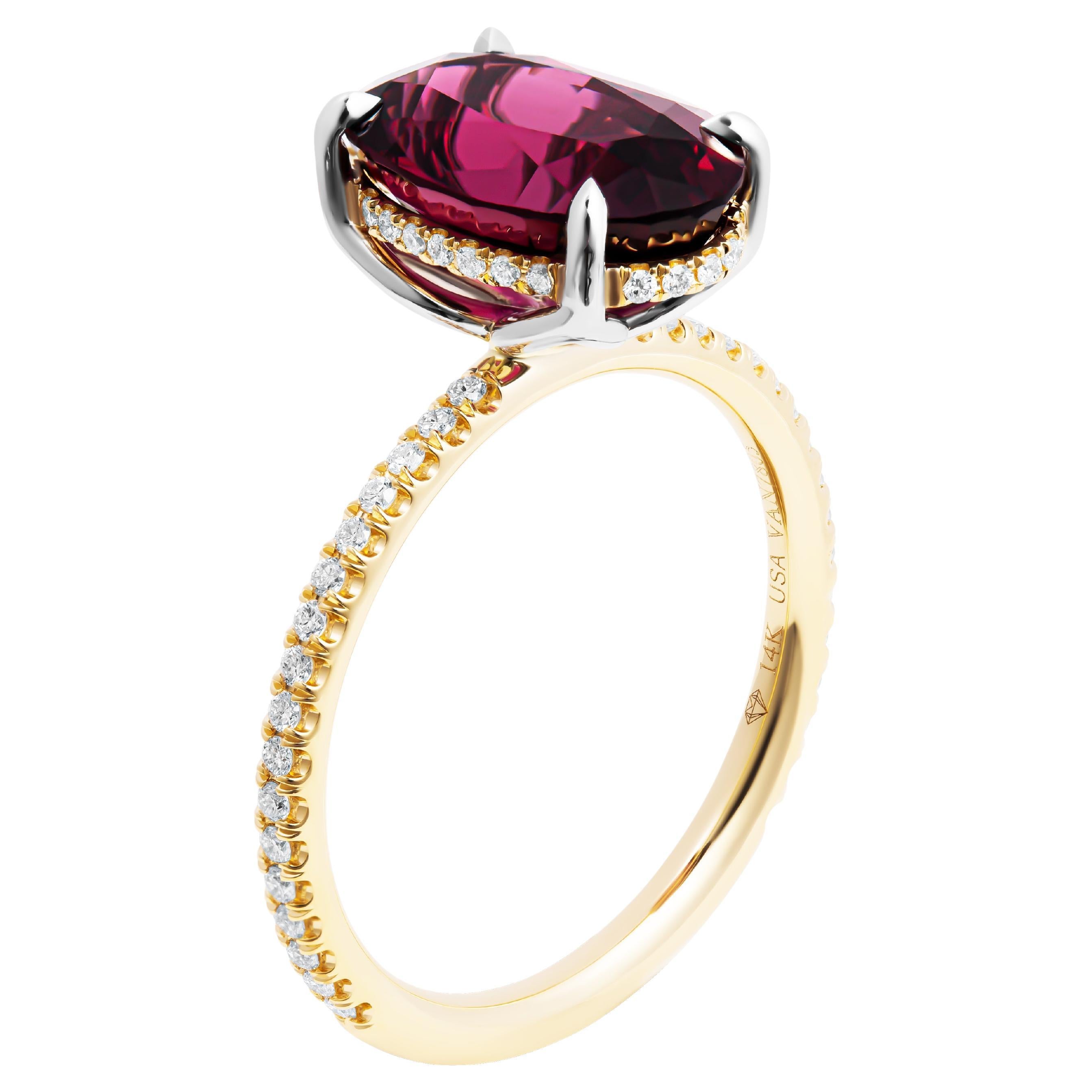 Bague cocktail avec grenat rhodolite de 5,00 carats en vente