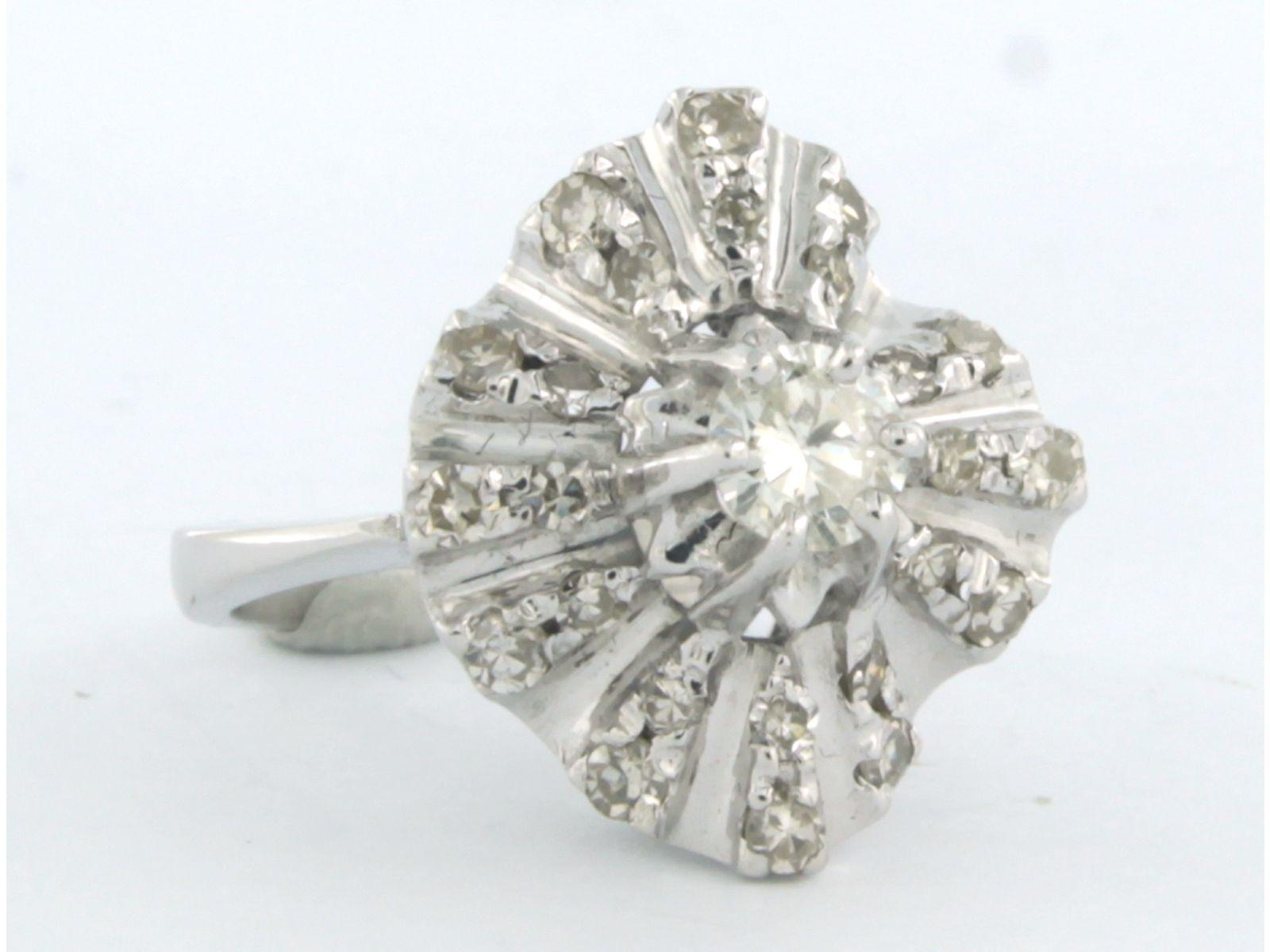 Cocktailring mit Brillanten im Einzelschliff bis zu 1,05 Karat 14k Weißgold (Moderne) im Angebot