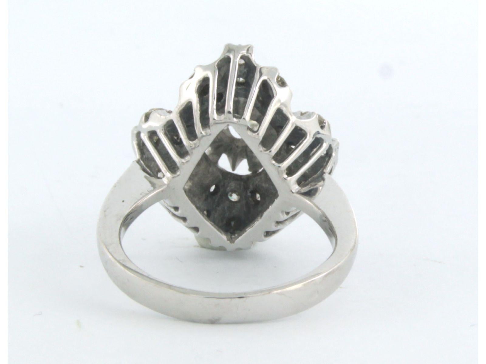 Cocktailring mit Brillanten im Einzelschliff bis zu 1,05 Karat 14k Weißgold (Moderne) im Angebot