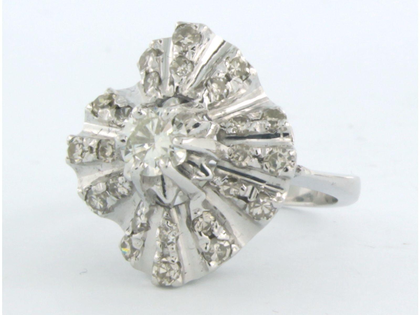 Cocktailring mit Brillanten im Einzelschliff bis zu 1,05 Karat 14k Weißgold (Brillantschliff) im Angebot