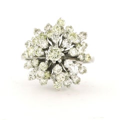 Anello da cocktail con diamanti taglio brillante fino a 2,00ct in oro 14k 6,3 grammi